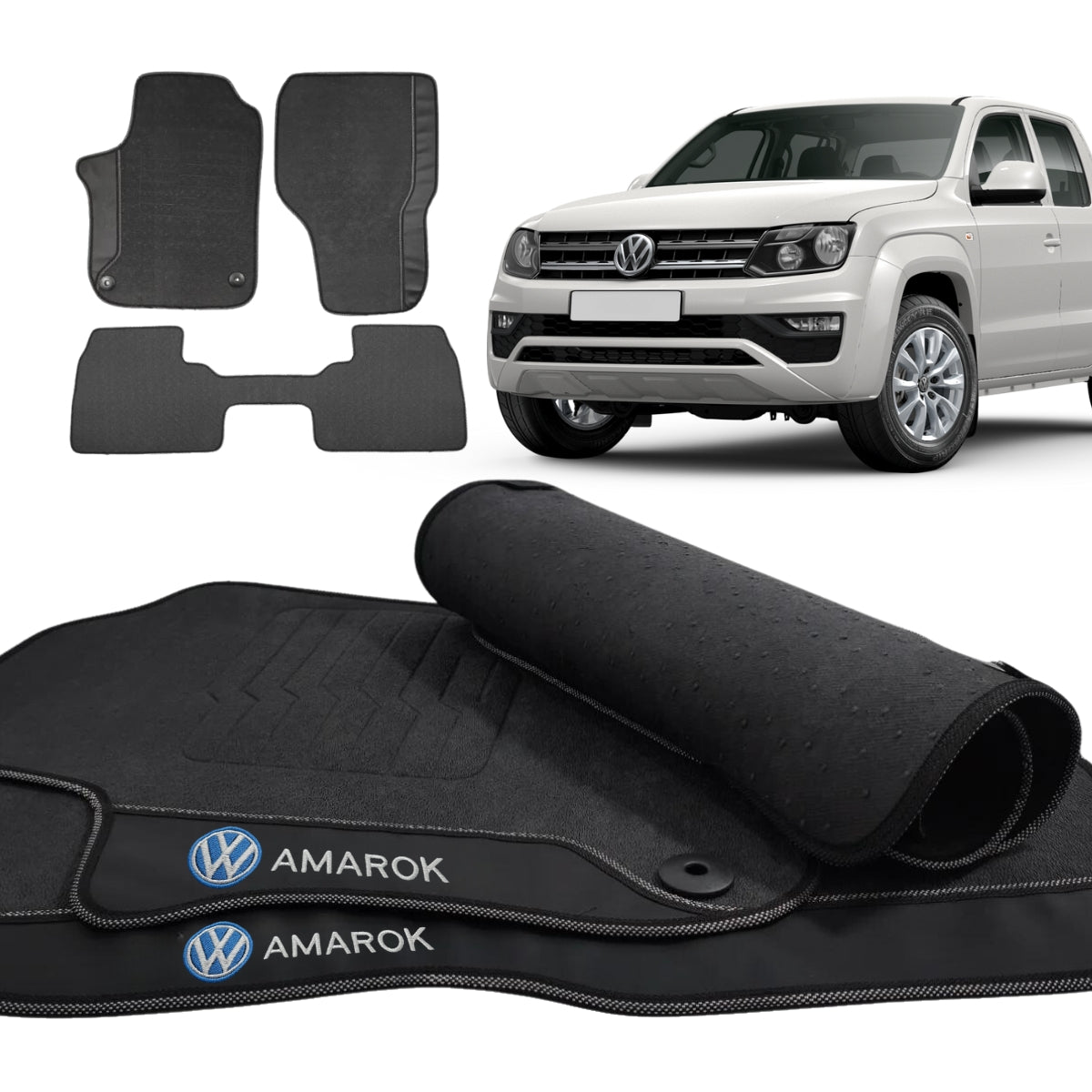 TAPETE BORRACHA PREMIUM AMAROK (COM PORTA COPOS)