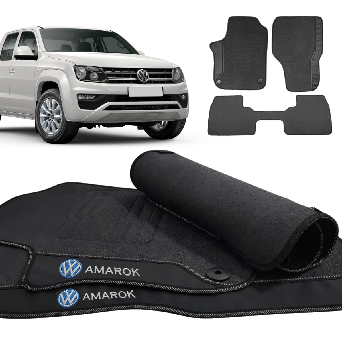 TAPETE BORRACHA PREMIUM AMAROK (SEM PORTA COPOS)