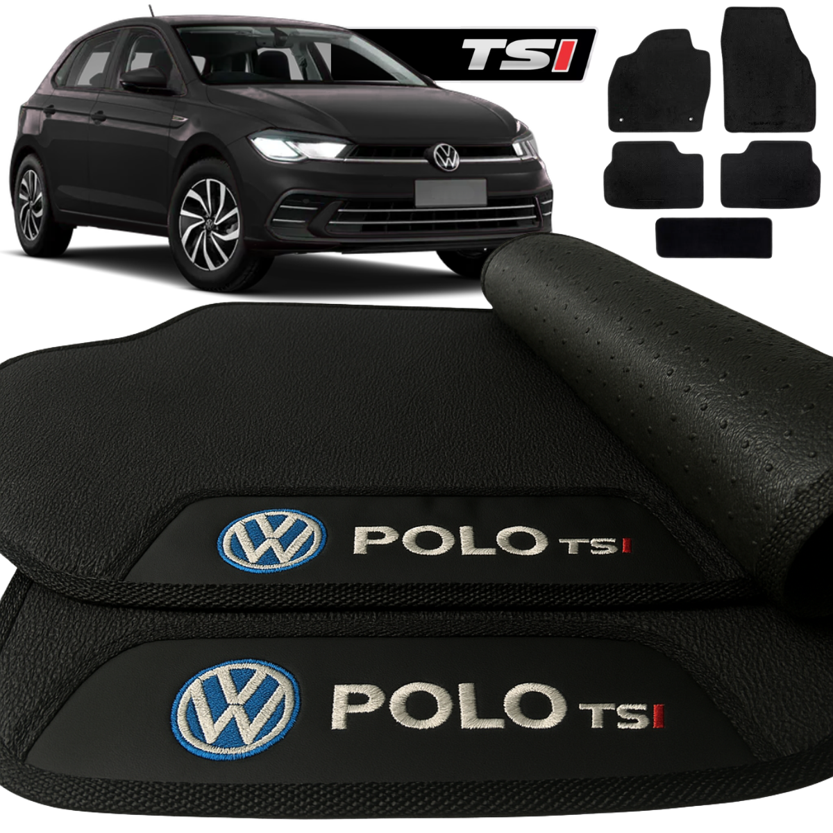 TAPETE BORRACHA PREMIUM POLO TSI 2018 A 2024 5 PEÇAS