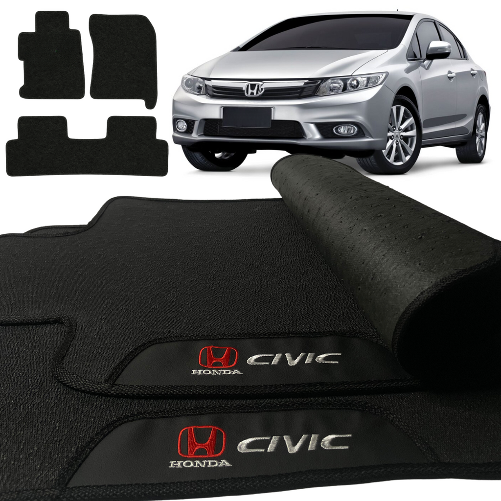 TAPETE BORRACHA PREMIUM CIVIC 2012 A 2016 3 PEÇAS