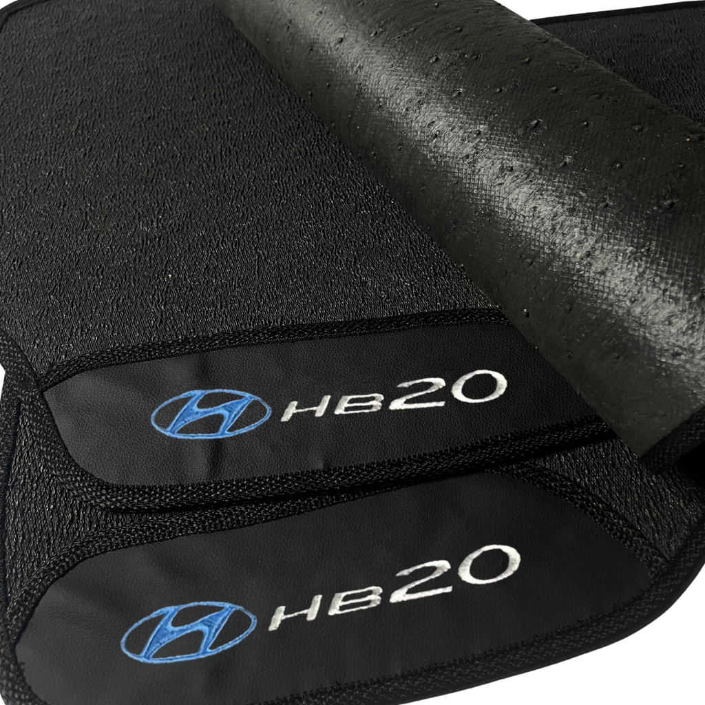 TAPETE BORRACHA PREMIUM HB20 2012 A 2019 BORDADO 4 PEÇAS