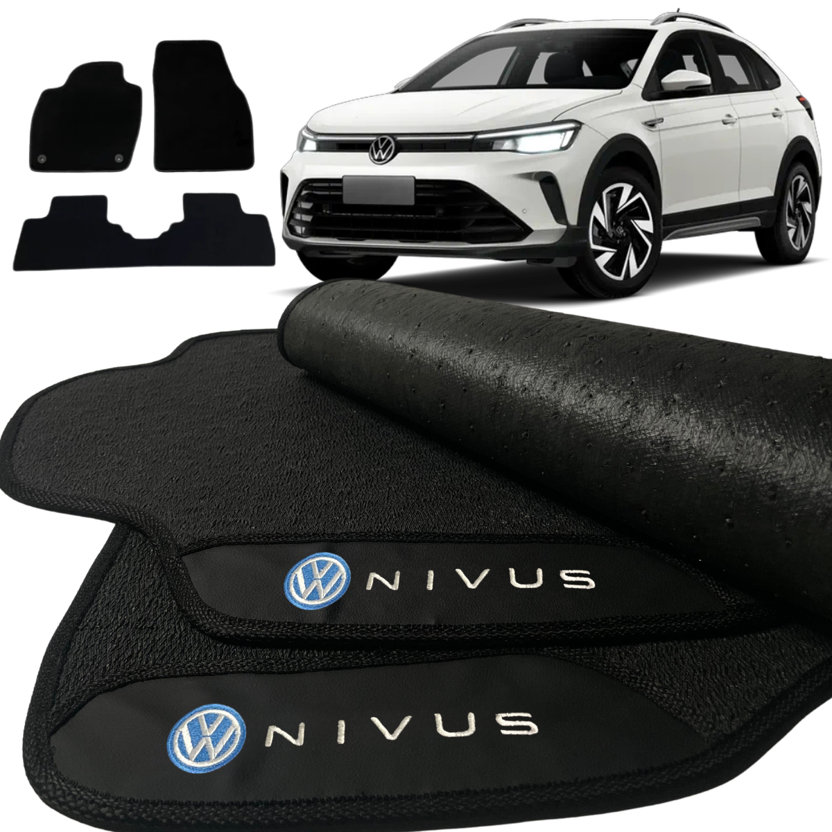 TAPETE BORRACHA PREMIUM NIVUS 2020 A 2025 3 PEÇAS