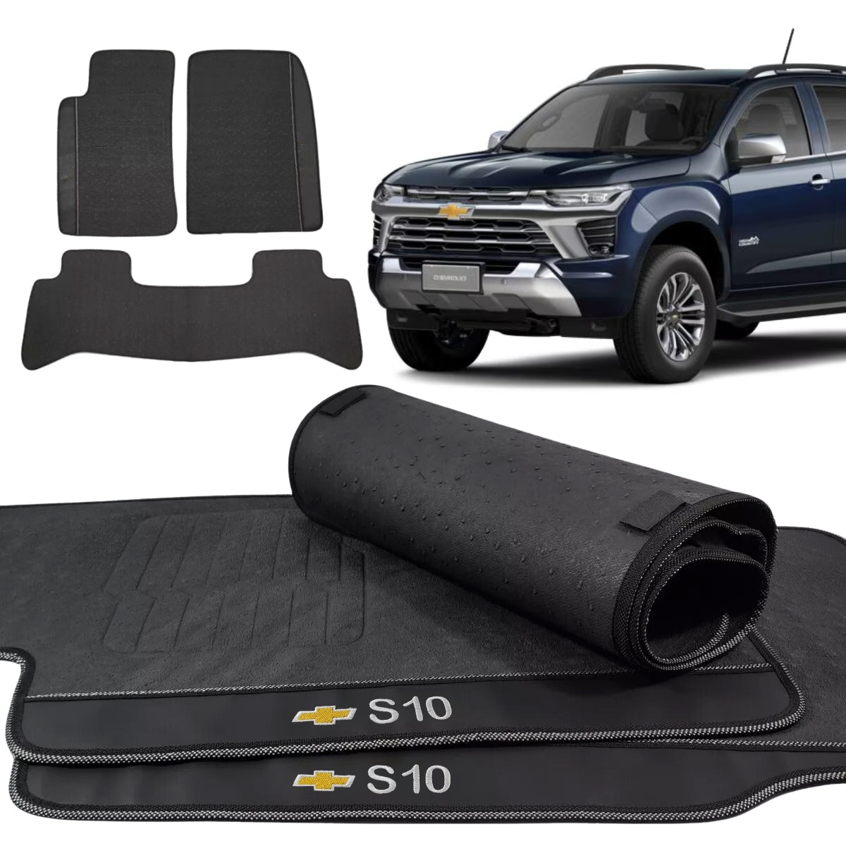 TAPETE BORRACHA PREMIUM S10 2019 A 2024 (3 PORTAS)