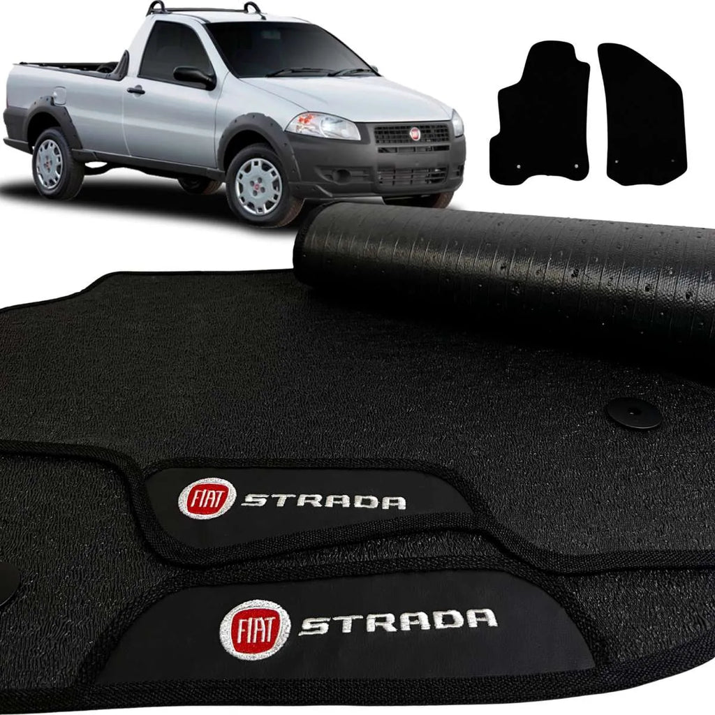 TAPETE BORRACHA PREMIUM STRADA 2012 A 2019 2 PEÇAS (CABINE SIMPLES)