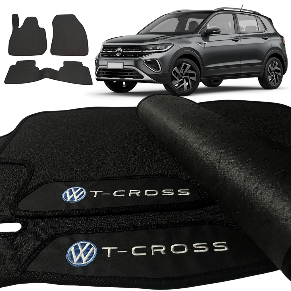 TAPETE BORRACHA PREMIUM T-CROSS 2018 A 2024 3 PEÇAS