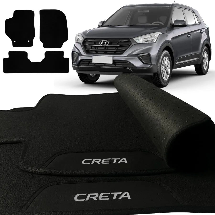 TAPETE BORRACHA PREMIUM CRETA 2017 A 2021 BORDADO 3 PEÇAS