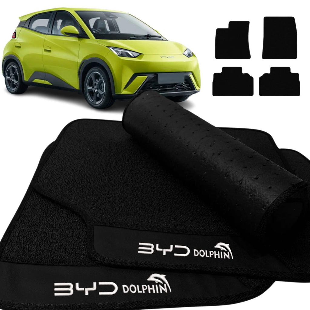 TAPETE BORRACHA PREMIUM BYD DOLPHIN MINI GS 2023 A 2025 BORDADO 4 PEÇAS